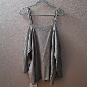 Gray cold shoulder sweater